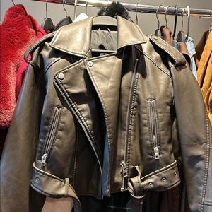 Green Leather Moto Jacket